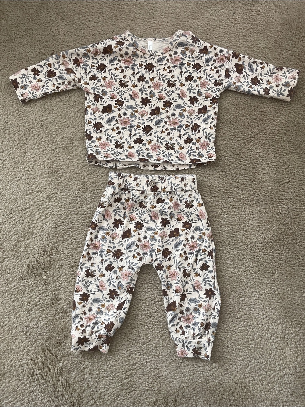 Rylee + Cru Floral Print Top Botton 2pc Set Sz:3-6m